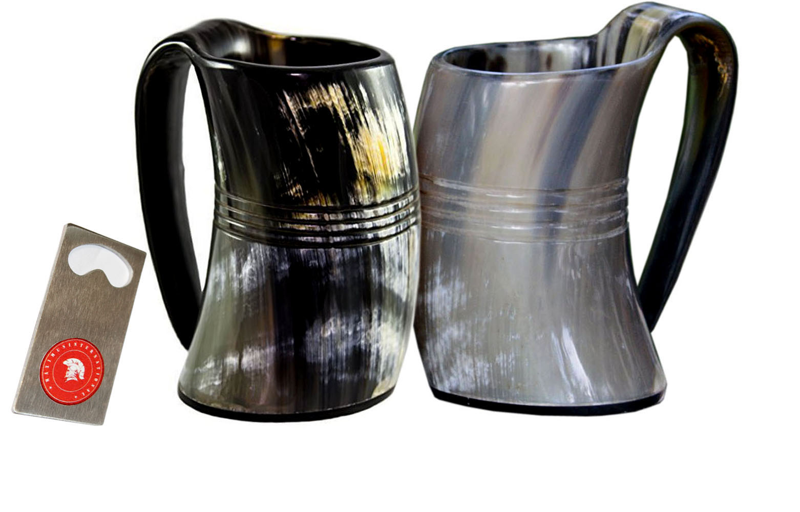 Viking drinking horn mug seto) Handcrafted Ox Cup Goblet - Drink Mead & Beer Like Game of Thrones Heroes With This Large Ale Stein - Great Craftsmanship A Perfect Present For Real Men