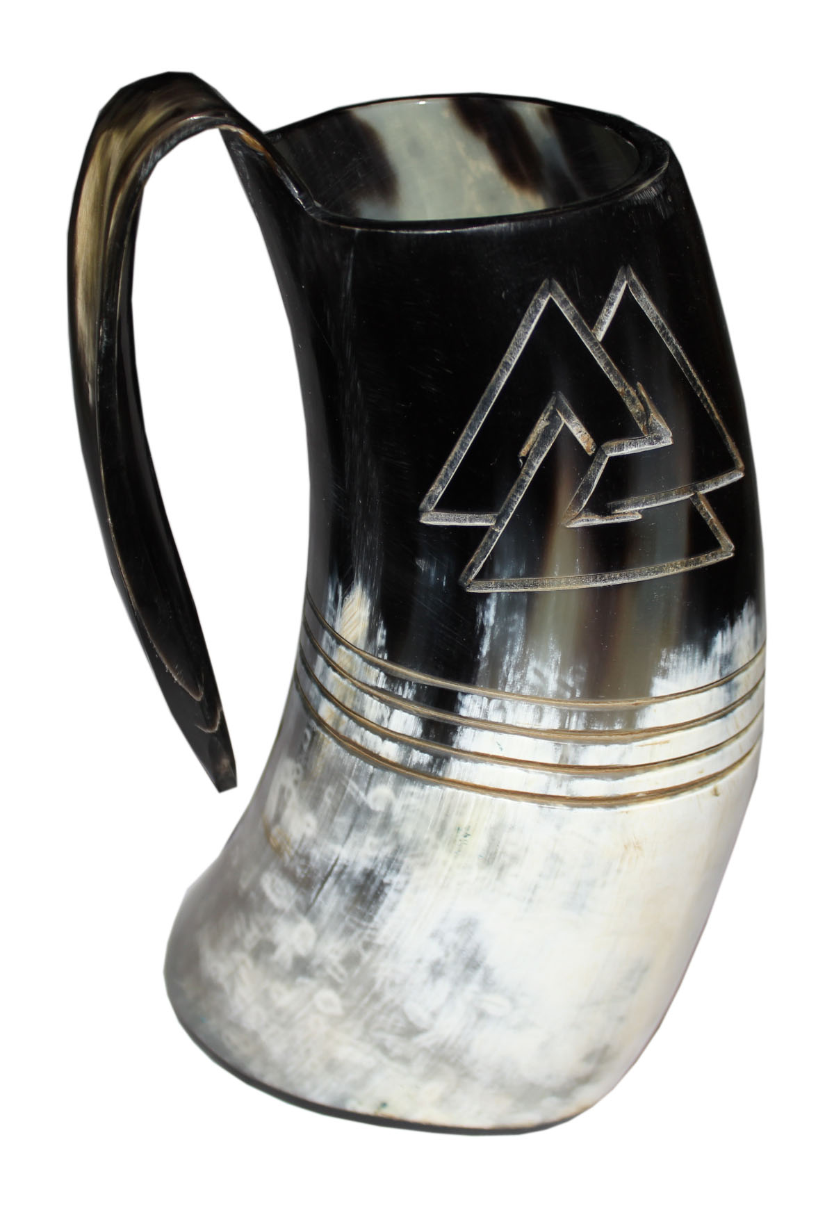 engraved Viking Drinking Horn Cup Tankard