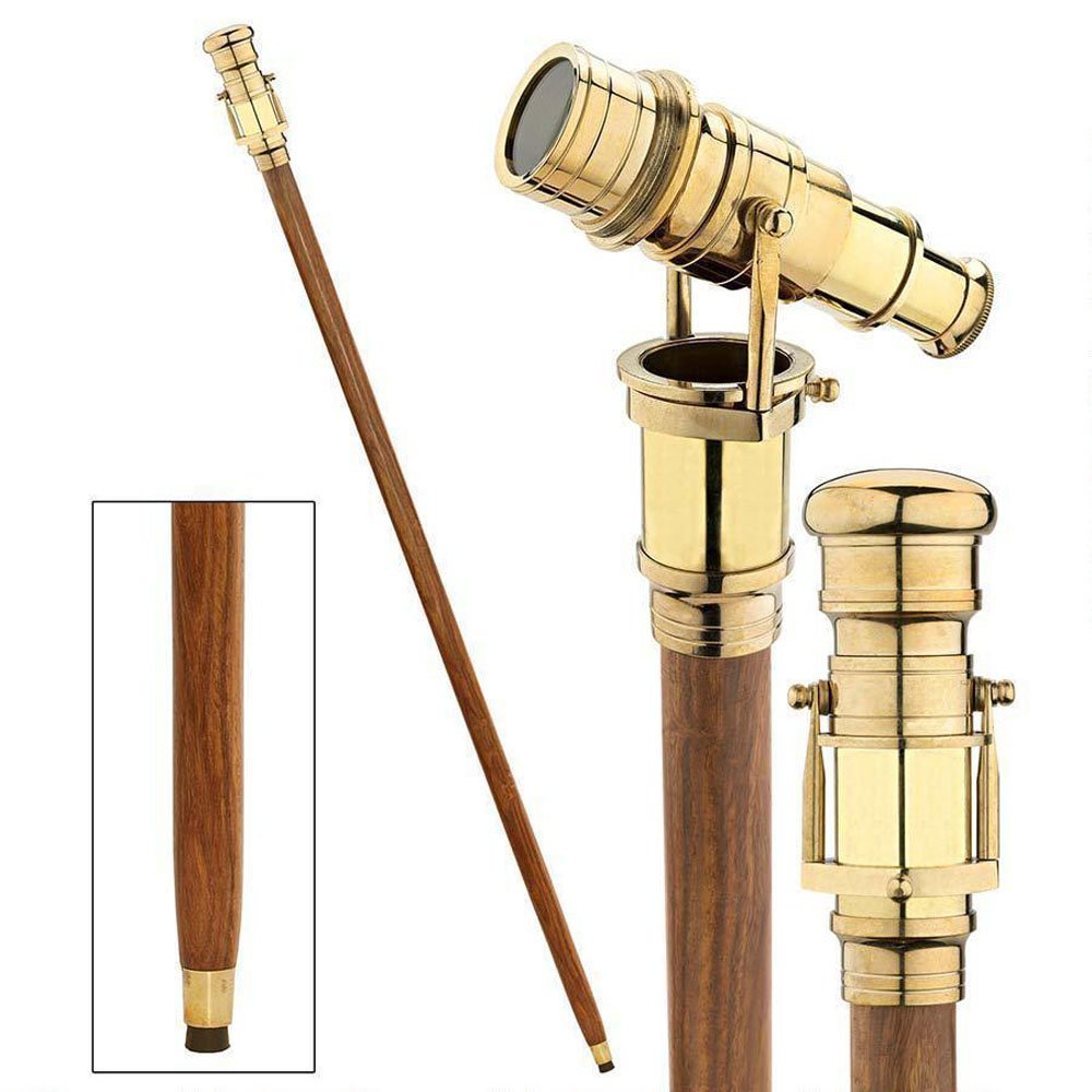 Details about   Maritime Nautical Folding Telescope With Brown Wooden Stick Walking 