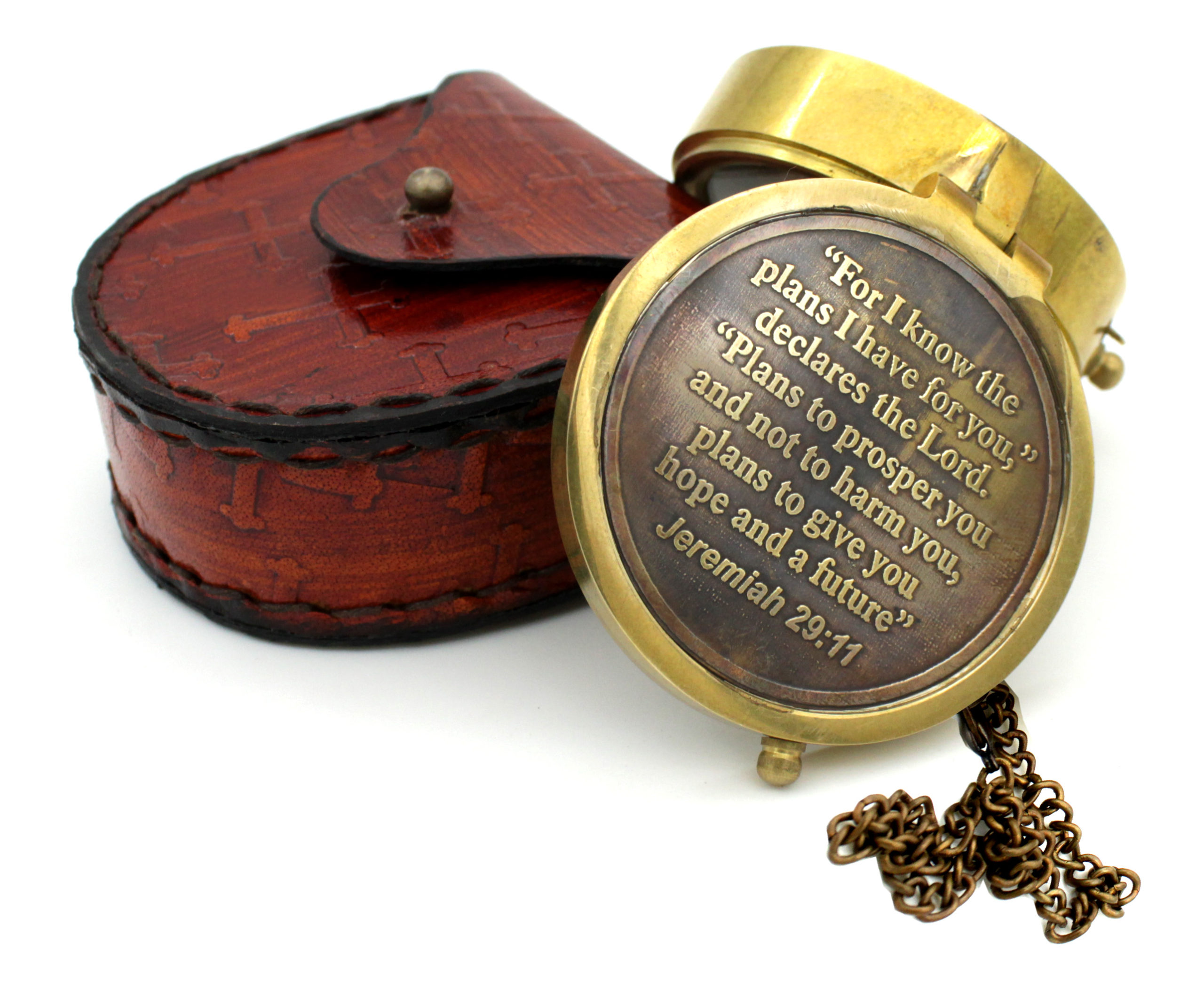 Be Strong and Courageous Do not be Afraid,Engraved Compass W/Box Baptism Gifts 