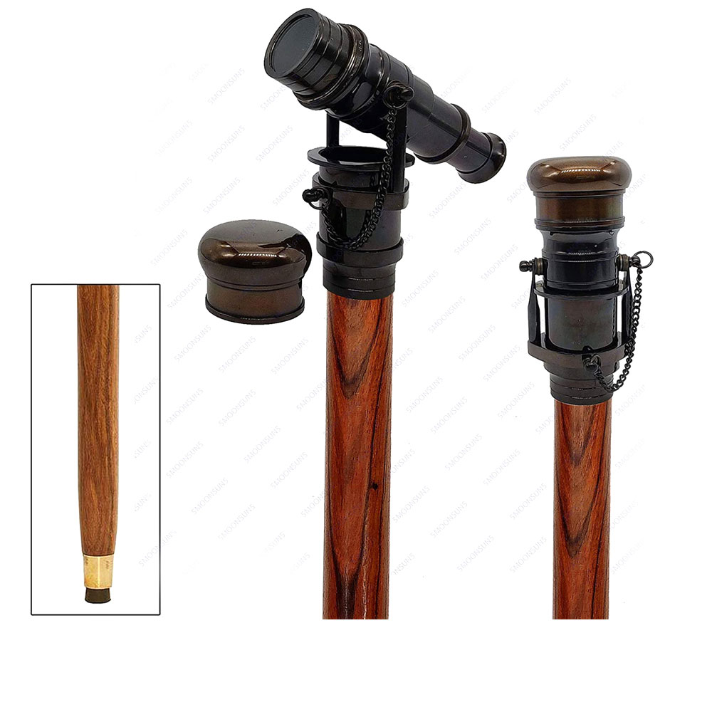 Gifts Victorian Telescope Walking Stick Brass Cane Wooden Nautical Marine 