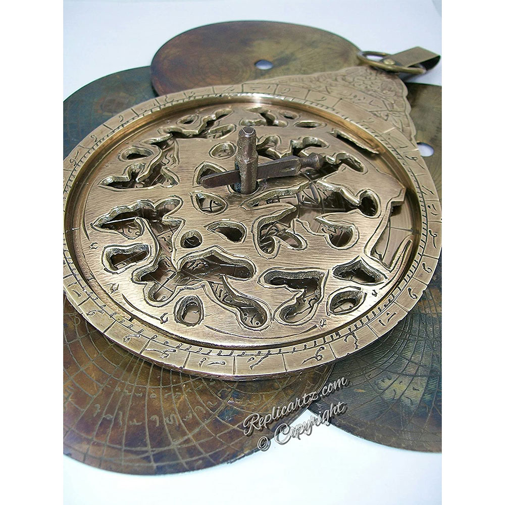 Antique Brass Astrolabe Arabic Calendar Globe Navigation Vintage Calendar Gifted 