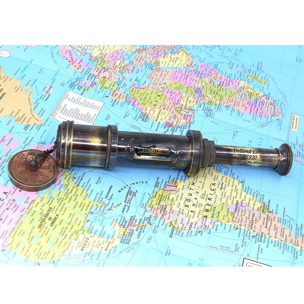 B01hpx9u8m Nautical Handheld Pirate Brass Telescope With Box / Case ,sailor Home Decor Pirate Captain Boat Toy Gift (14\", Dollond) At Best Price In Roorkee