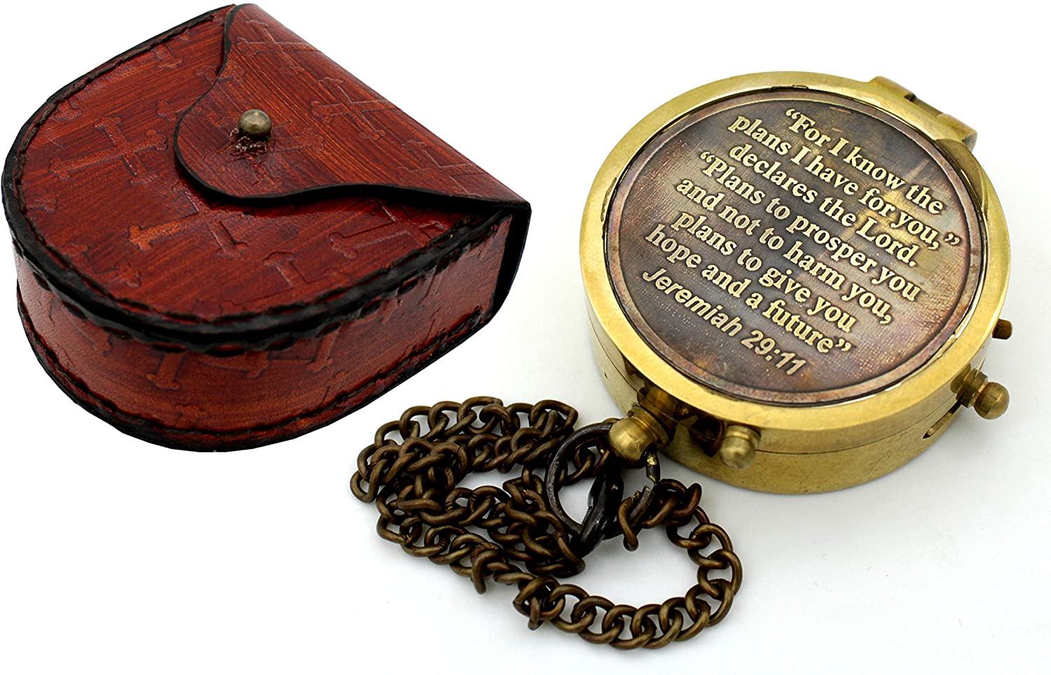 Gift for Him Engraved Compass with Wood Box,Jeremiah 29 11 Baptism Gifts 