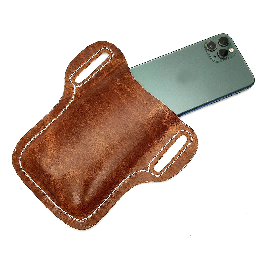 Leather cell phone holder