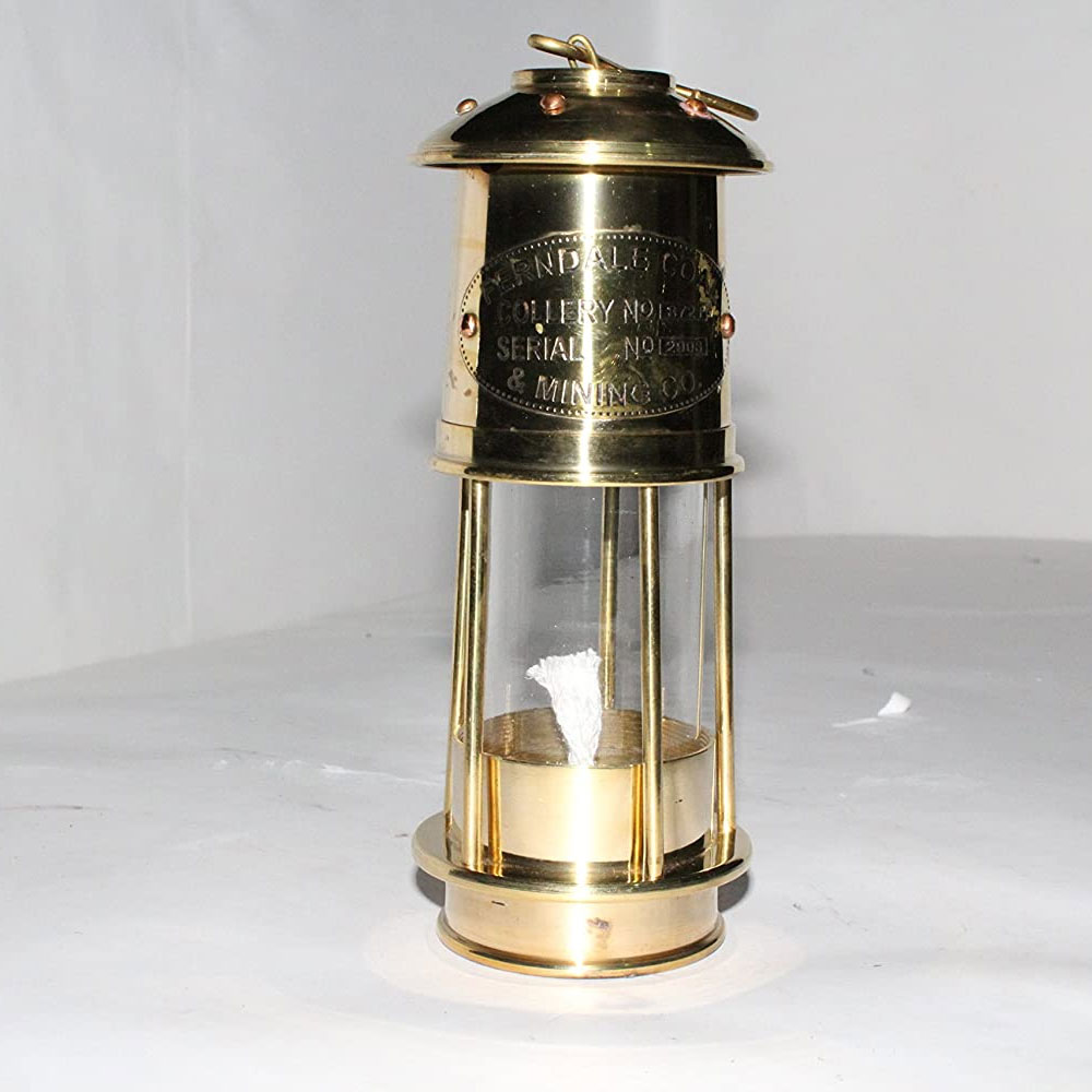 7" Polished Brass Vintage Nautical Minor Ship Lantern Maritime Miners Oil Lamp 