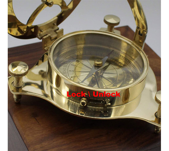 Details about   Antique brass 4" compass maritime navigational sundial compass with wooden box 