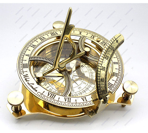 Details about   Beautiful Sundial Compass  Nautical  Brass West London with antique Leather Case 