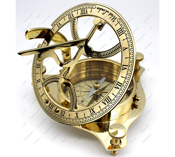Nautical Sundial Compass Vintage West London _ Marine Working Navigation Compass
