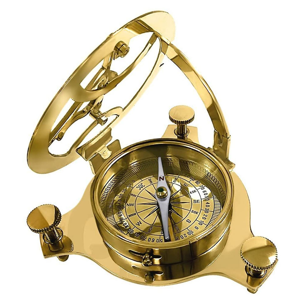 Antique vintage maritime brass 4" sundial compass nautical decor navigational 