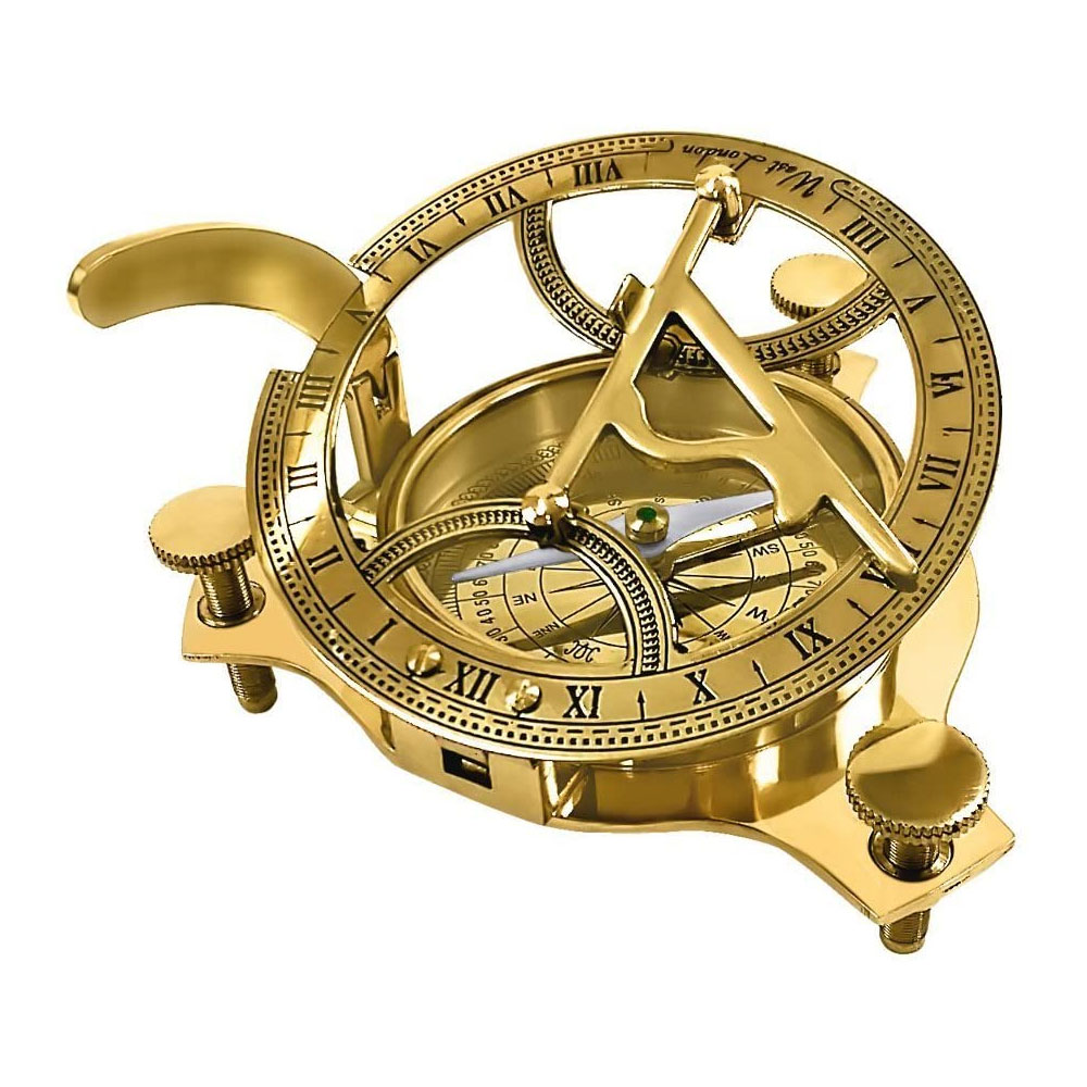 Antique Brass Folding Sundial Compass ~ Nautical Maritime ~ Sun Dial 