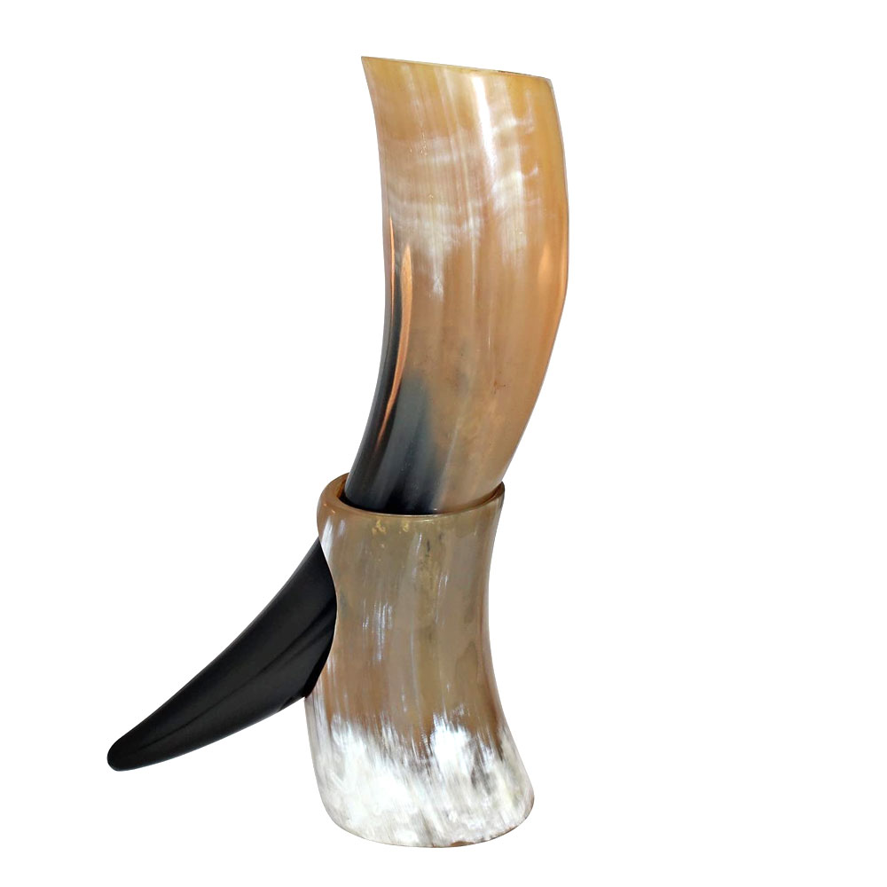 New Natural Style Viking Drinking Horn with stand Authentic Medieval Inspired Mug 