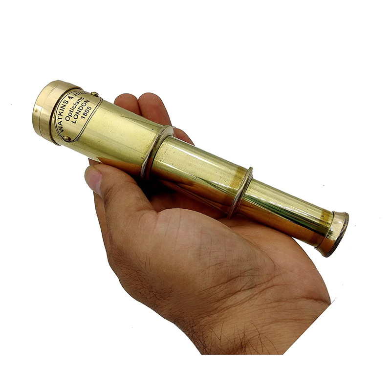 Nagina International Mini Brass Telescope With Rosewood Box - 6 Inch Pirate Spyglass, Nickel Plated