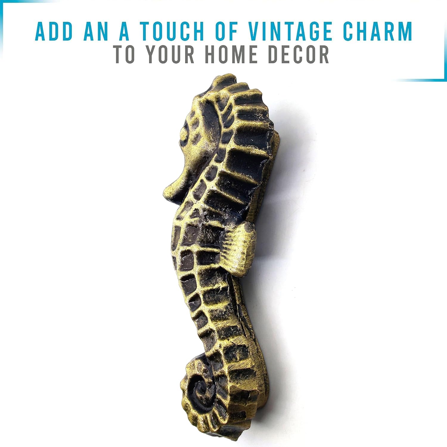 Heavy Duty Seahorse Door Knocker - Metal Antique Finish for Front Doors, Classic Vintage Design for Garden & Farmhouse Décor - Image 5