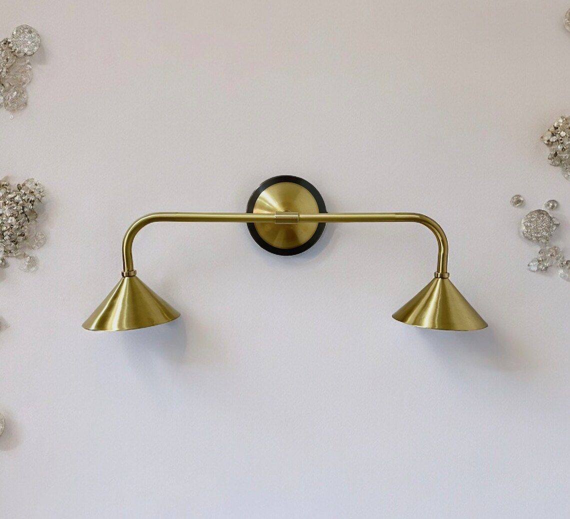 Handmade Raw Brass Picture Light Sconce: Mid Century Modern Light