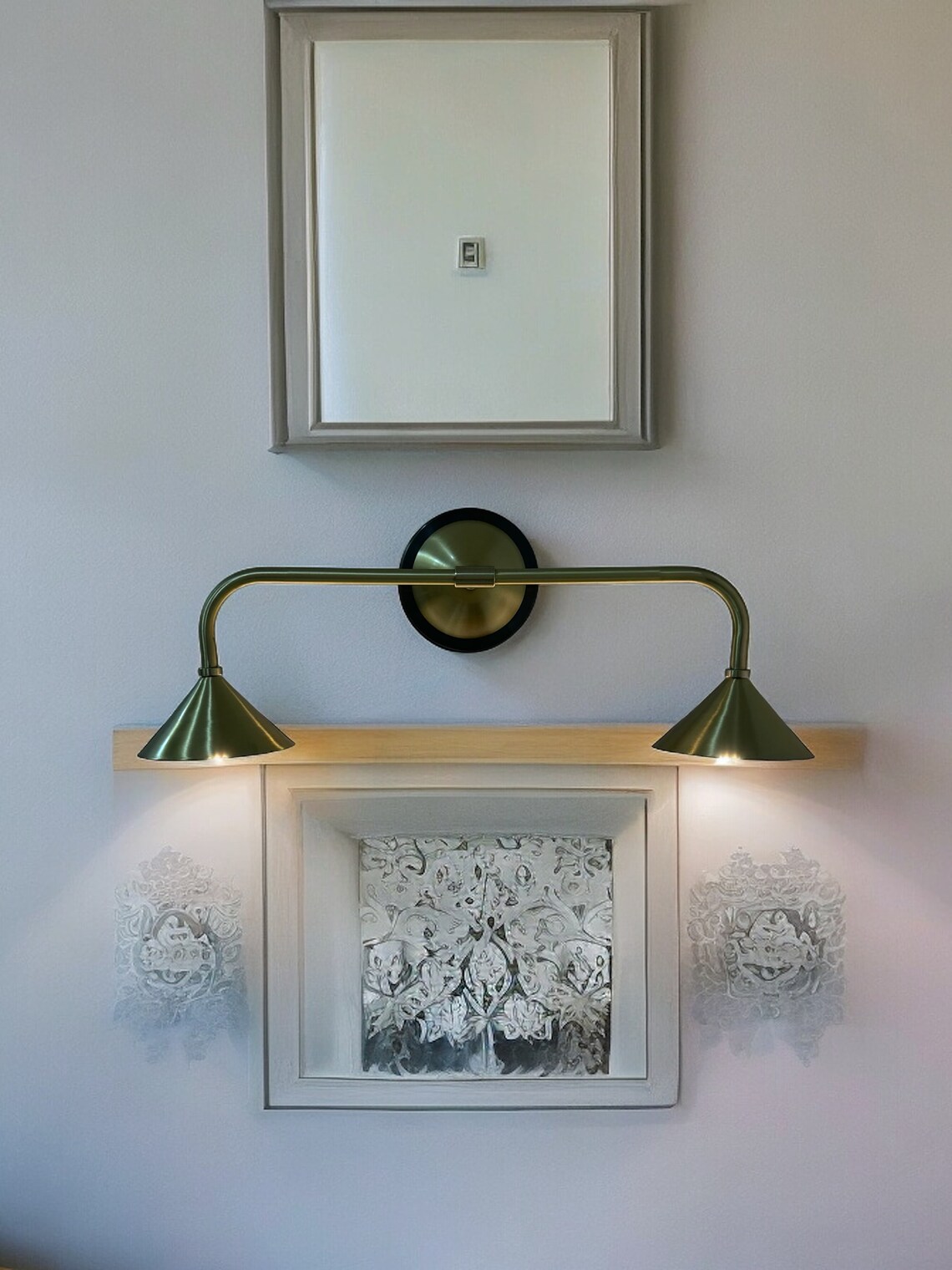 Handmade Raw Brass Picture Light Sconce: Mid Century Modern Light