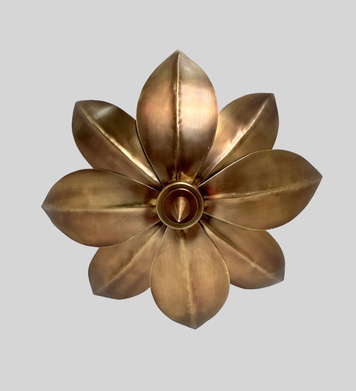 Brass Lotus Flush Mount Light Fixture: Antique Style Flower Lighting