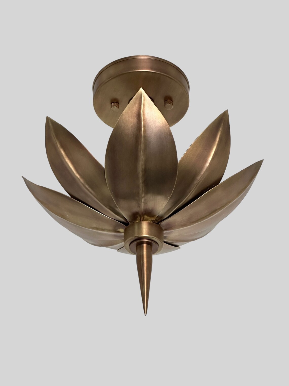 Brass Lotus Flush Mount Light Fixture: Antique Style Flower Lighting