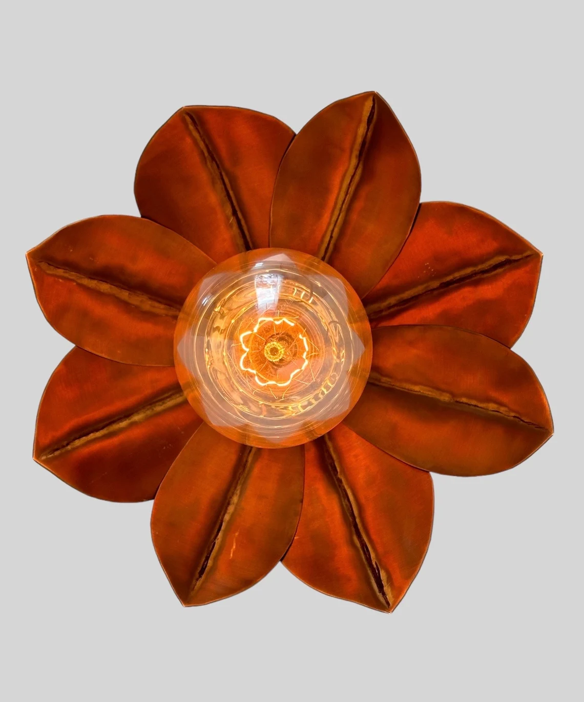 Handcrafted Lotus Brass Flush Mount Lighting Fixture