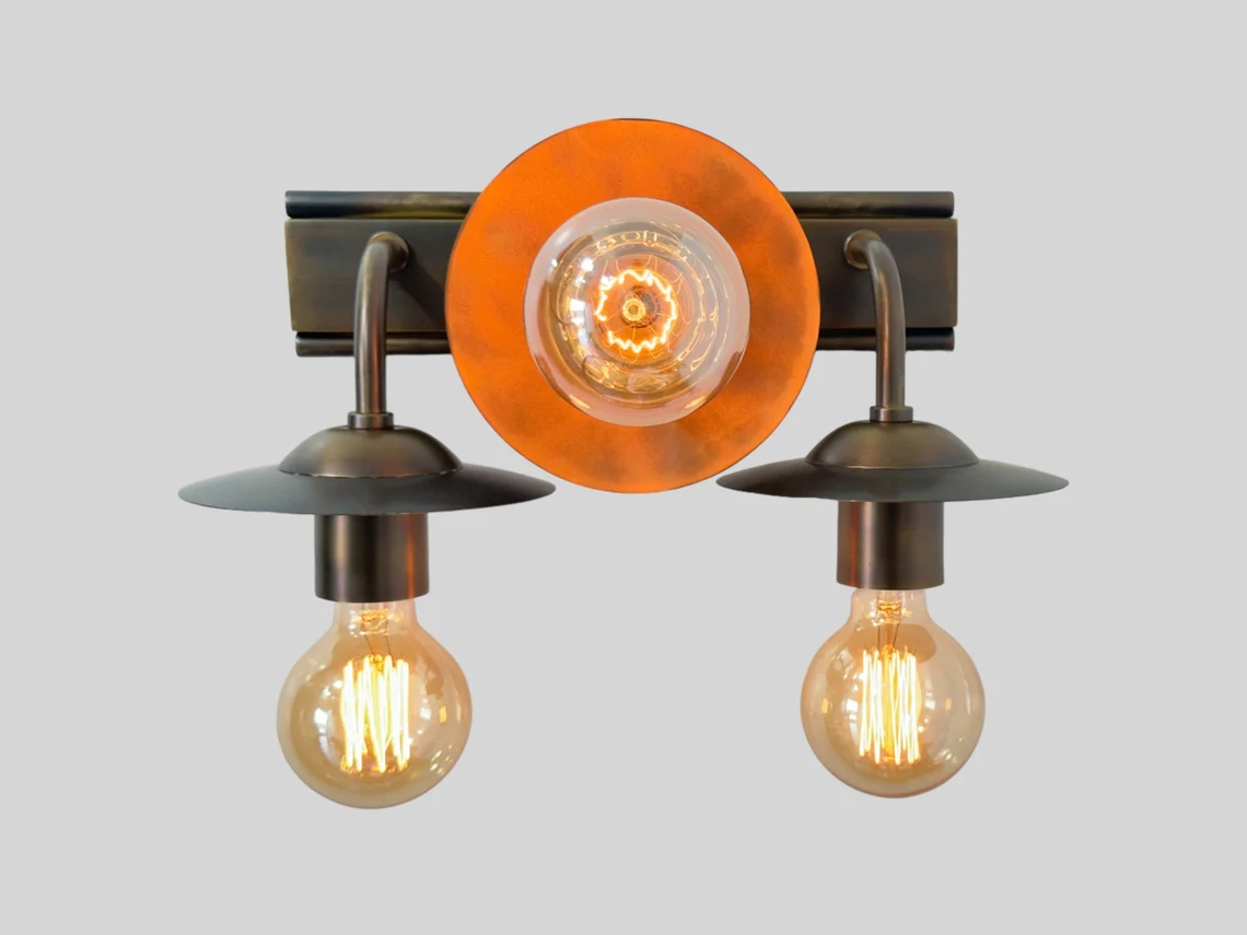 Handmade Brass Wall Sconce: Vintage Style 3-Light Fixture