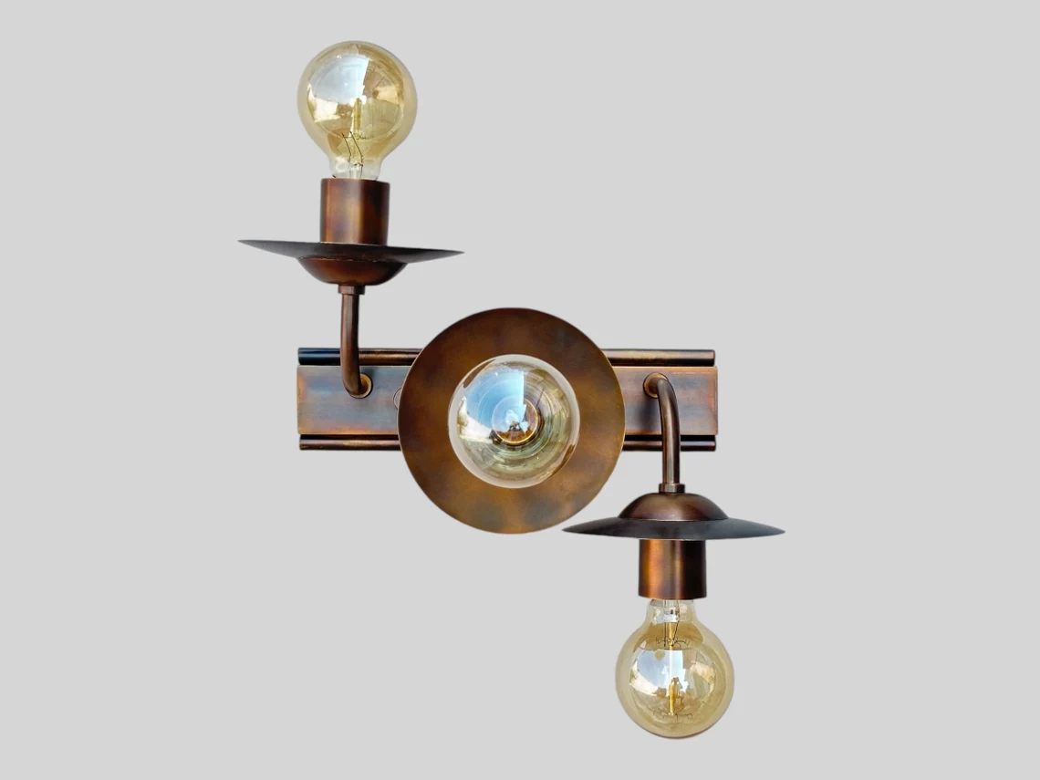 Handmade Brass Wall Sconce: Vintage Style 3-Light Fixture