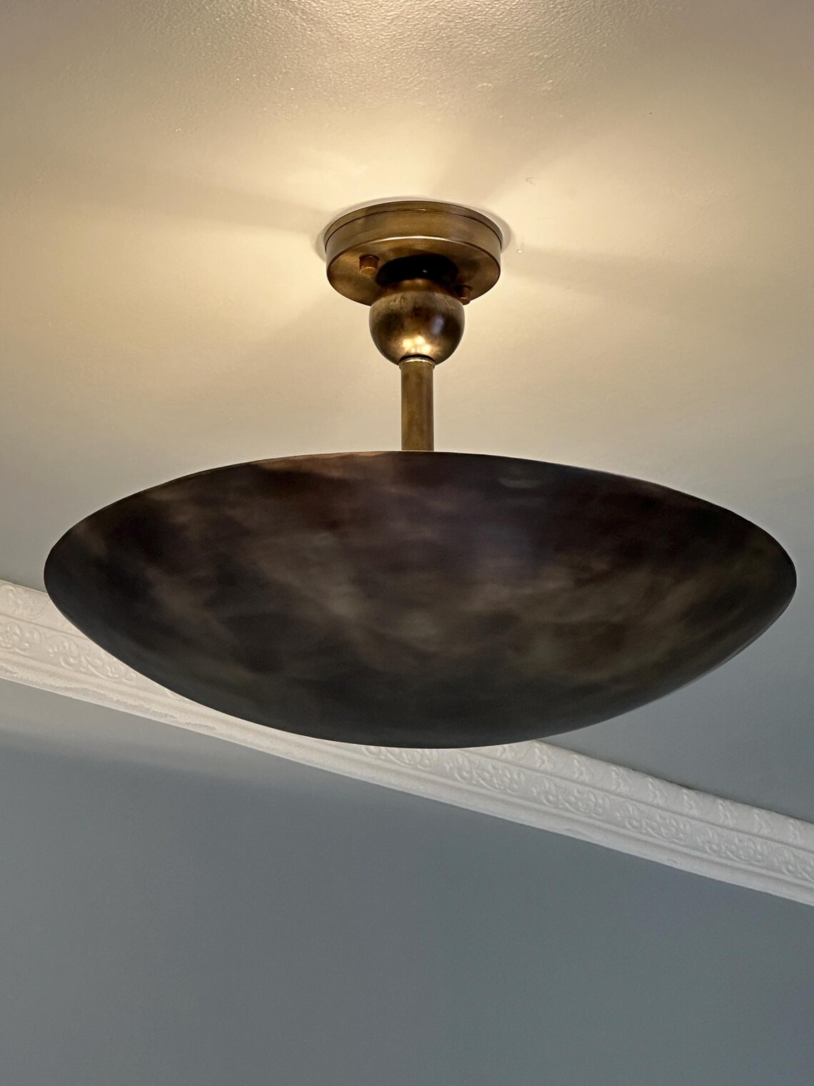 Vintage Style Brass Flush Mount Lamp – Handmade Antique Finish