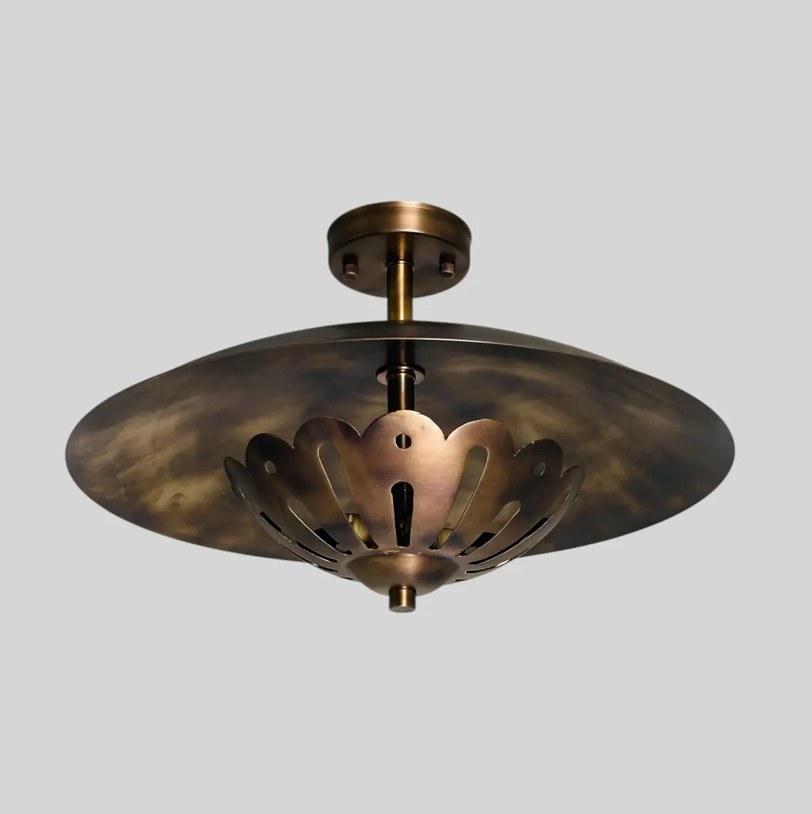 Handmade Brass Flush Mount Lamp: Antique Style Home Decor