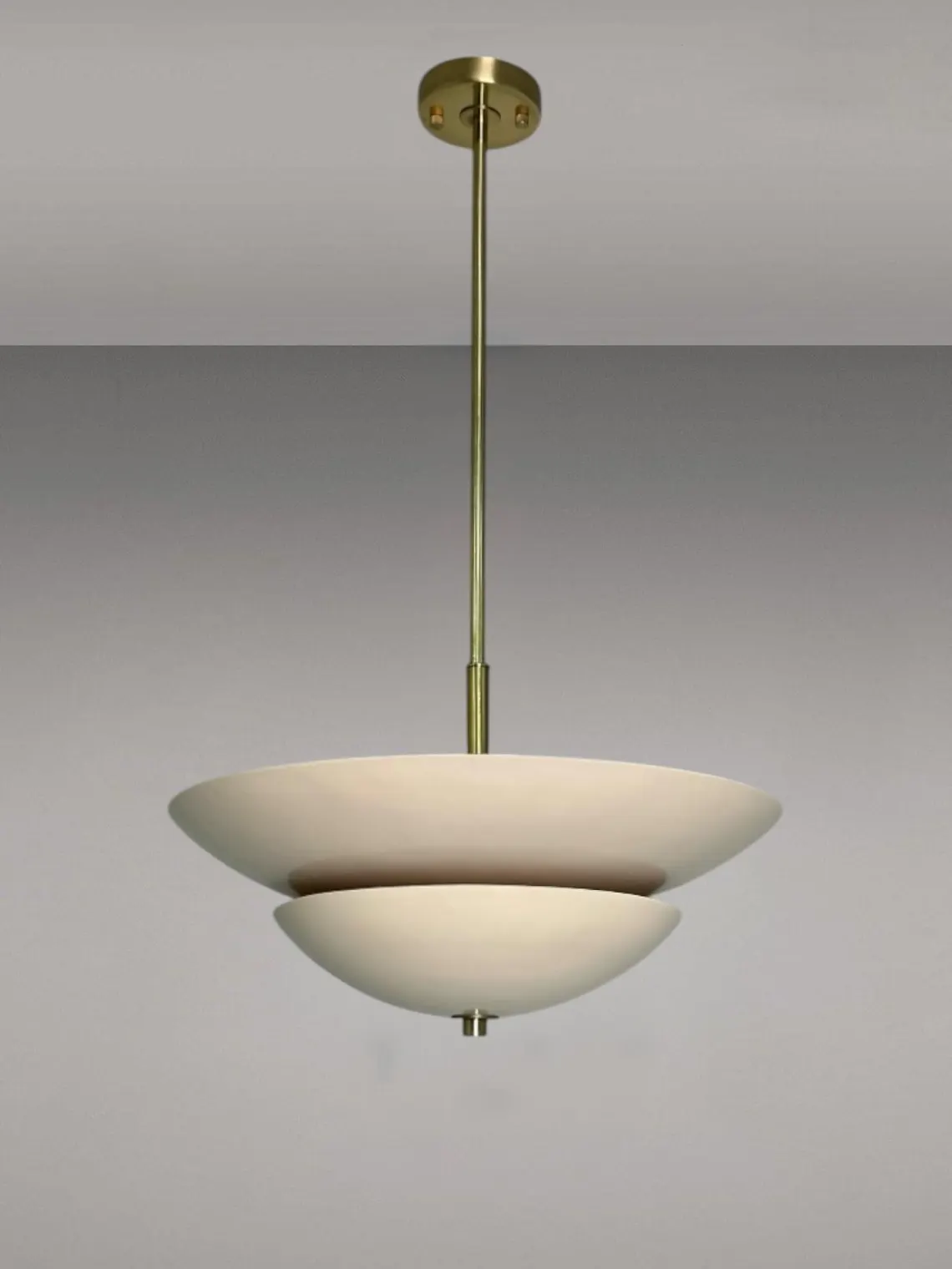 Handmade Cream Pendant Light Fixture: Antique Brass Finish