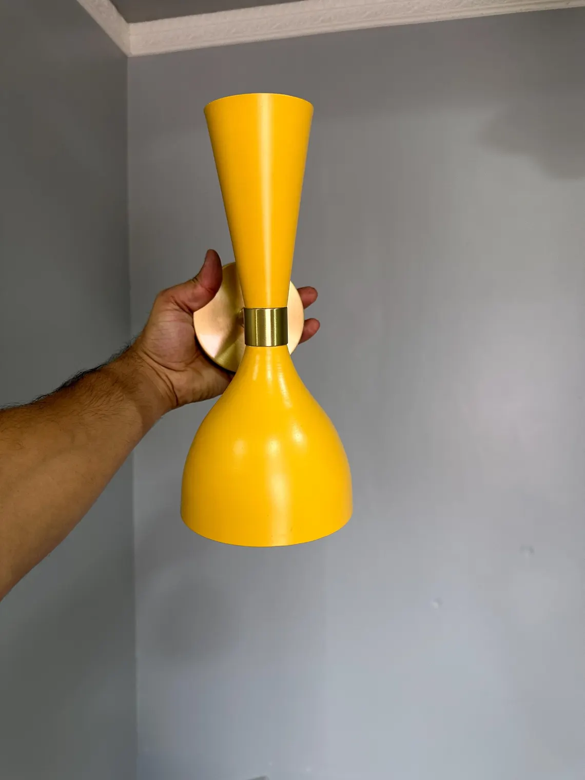 Handmade Yellow Brass Wall Sconce: Mid-Century Modern Adjustable Vanity Cone Light