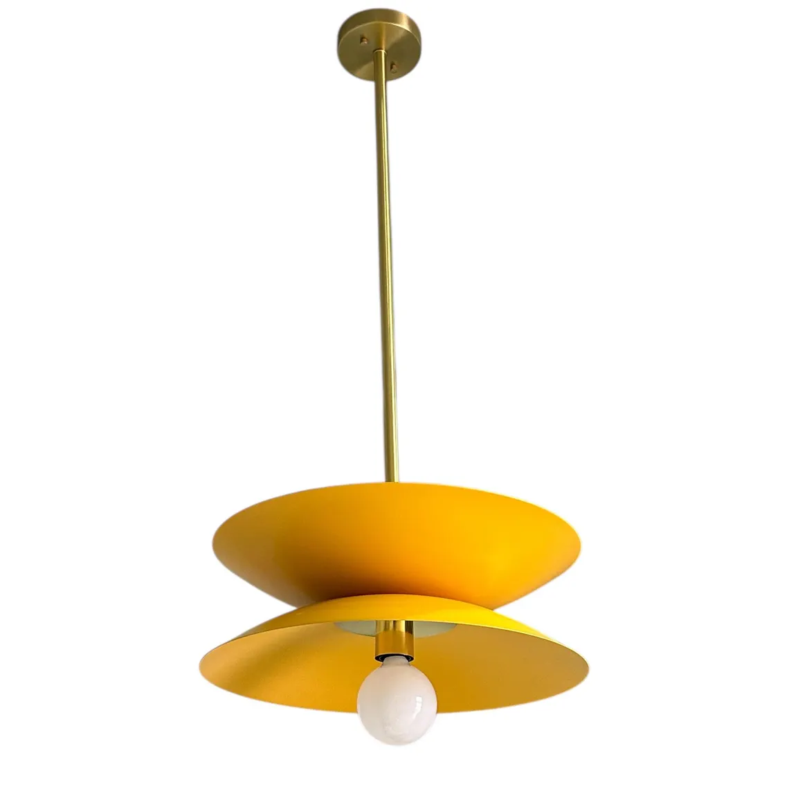Brass & Mustard Metal Pendant Light – Mid Century Modern – Handmade Lighting