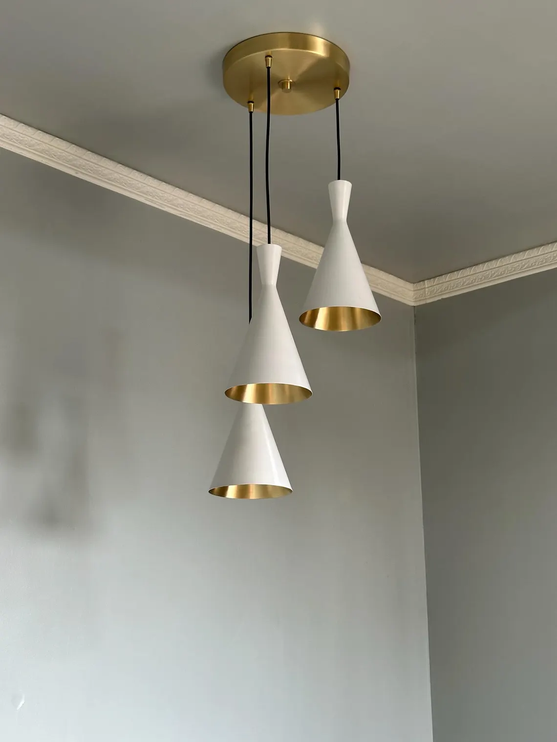 Handmade Brass Cone Pendant Light: Mid-Century Modern Chandelier Lamp