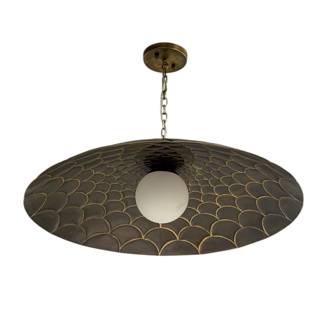 Fish Scales Style Brass Flush Mount Ceiling Light Fixture.