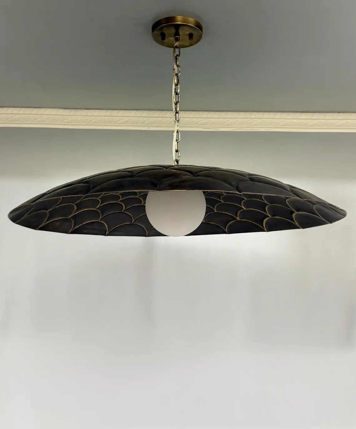 Fish Scales Style Brass Flush Mount Ceiling Light Fixture.