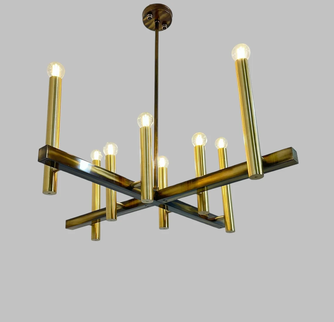 Modern Art Deco Brass Chandelier – 8-Light Sputnik Ceiling Light