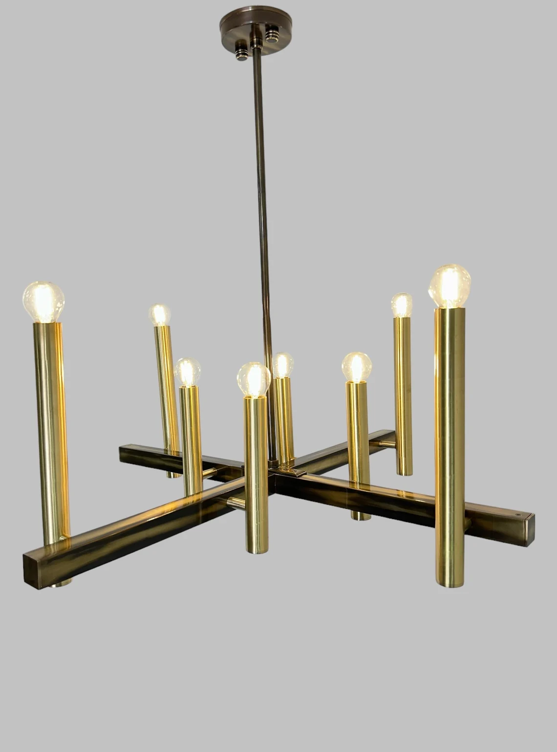 Modern Art Deco Brass Chandelier – 8-Light Sputnik Ceiling Light