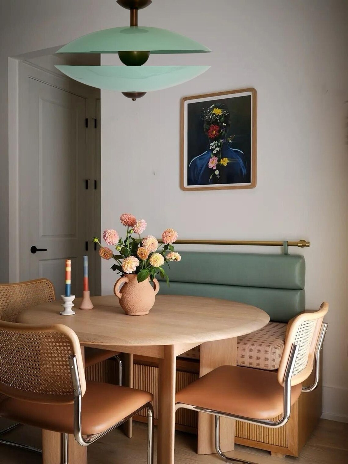 Handcrafted Pearl Brass Flush Mount Ceiling Light – Vintage Style