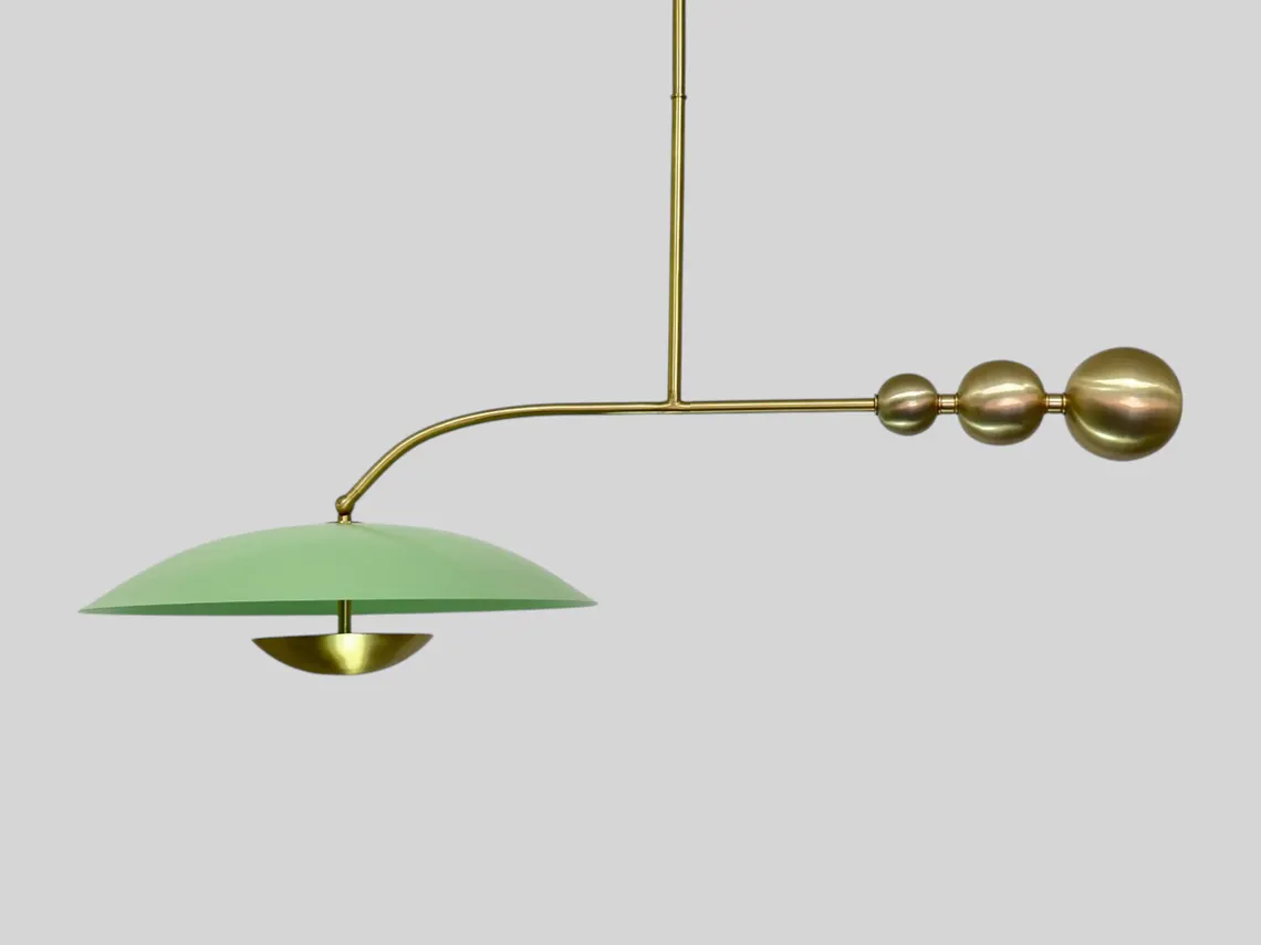 Mint Green Brass Chandelier: Handmade Vintage Lighting Fixture