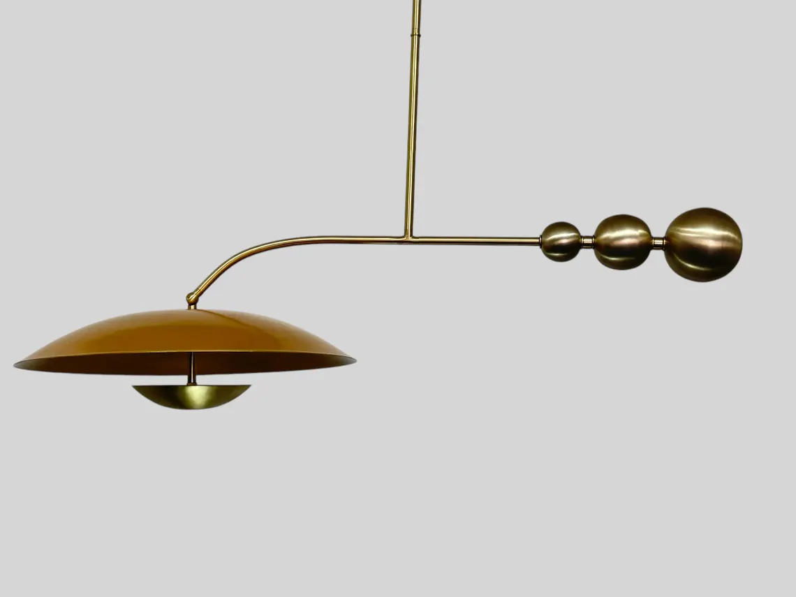 Handmade Brass Chandelier: Adjustable Gold Lighting Fixture