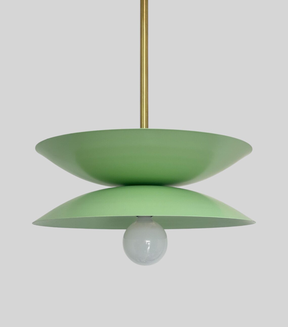 Handcrafted Brass Chandelier with Mint Matte Shade
