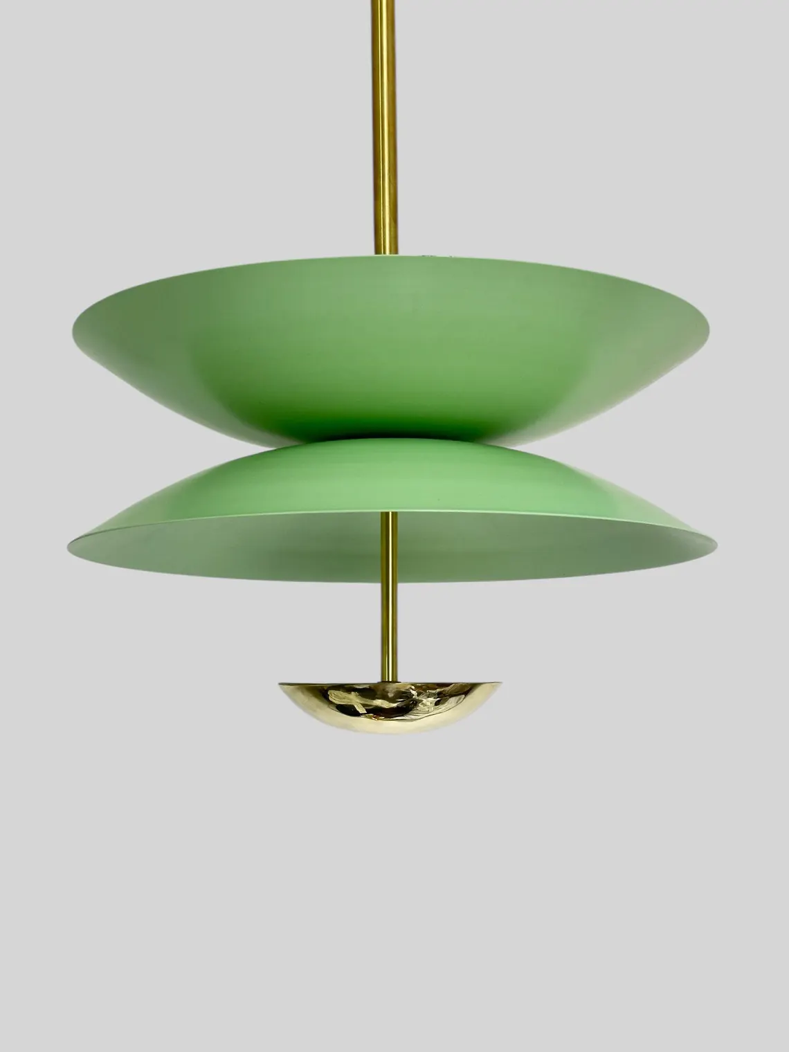Handcrafted Matte Mint Brass Chandelier – Modern Light Fixture