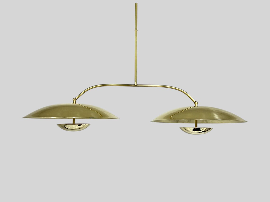 Handcrafted Polished Brass Chandelier Light – Adjustable Fixture