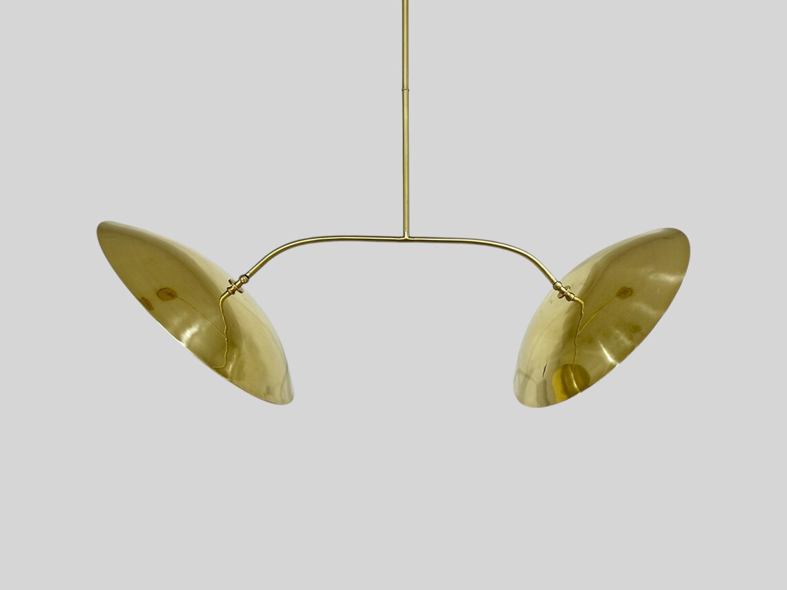 Handcrafted Polished Brass Chandelier Light – Adjustable Fixture