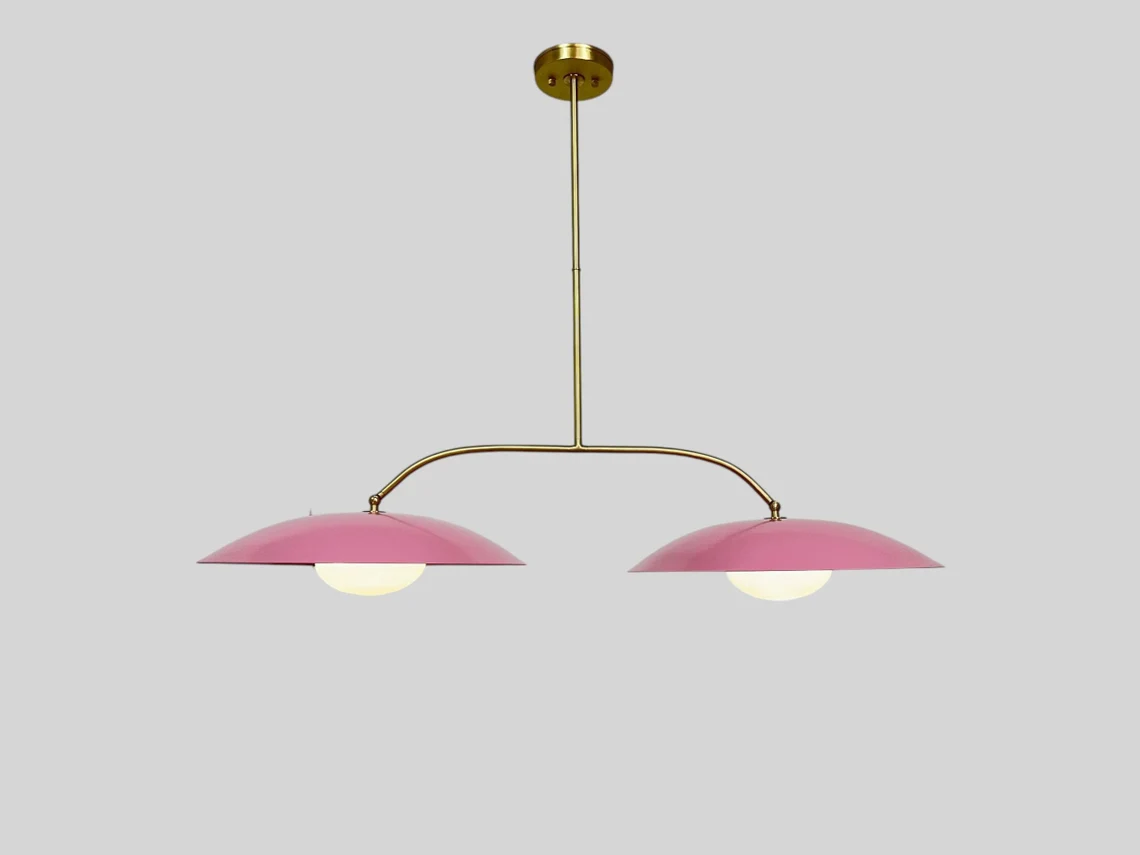 Handmade Pink Brass Dual Light Chandelier: Boho Home Lighting