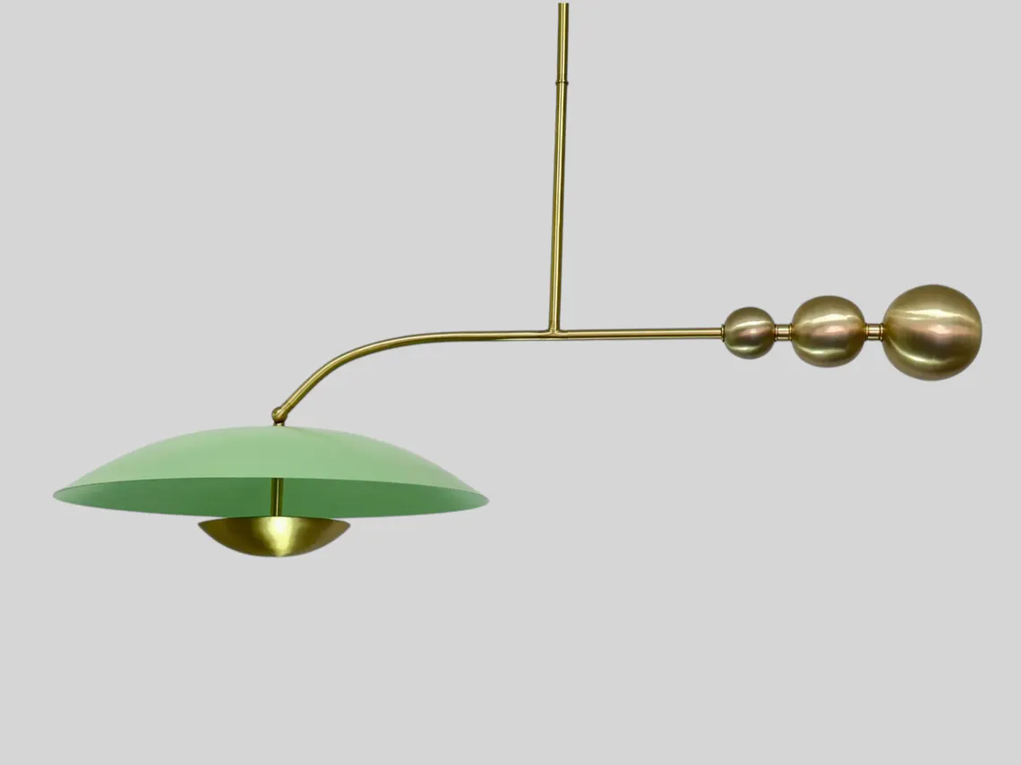 Mint Green Brass Chandelier: Handmade Vintage Lighting Fixture
