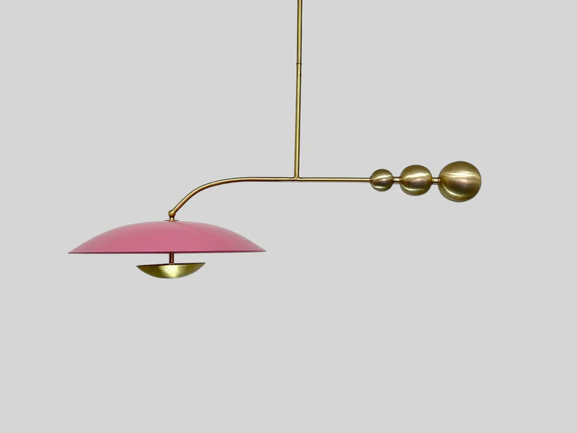 Handmade Doll Pink Brass Chandelier – Mid-Century Modern Lighting