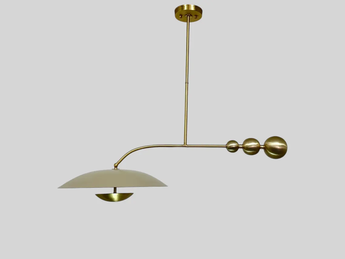 Handmade Brass Chandelier: Slate Matte Modern Lighting