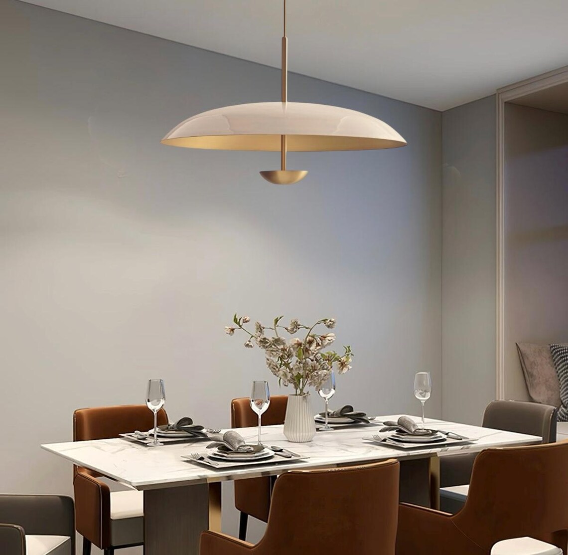 30 Inch Brass Mid Century Modern Chandelier – Handmade Statement Lighting