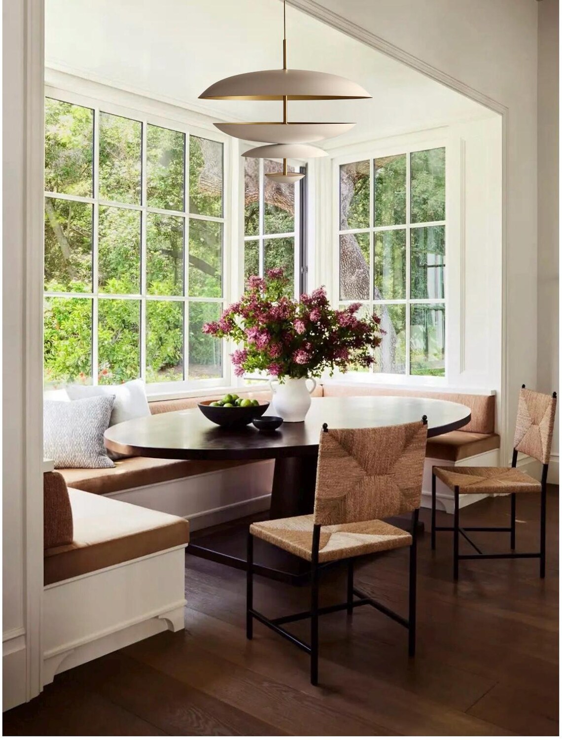 Handcrafted Brass Chandelier, Modern Cream Pendant Light – 15 inch