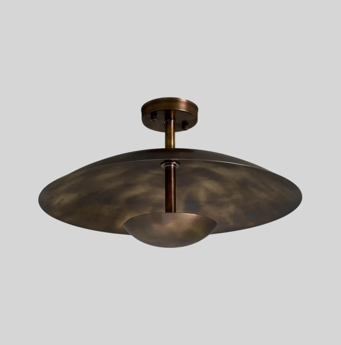 Antique Brass Flush Mount Light: Handmade Pure Brass Uplighter