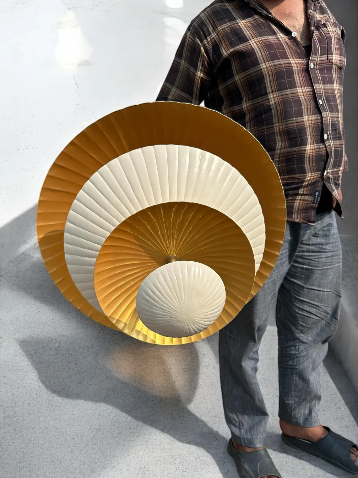 Handcrafted Metal & Brass Chandelier – 24 Inch – Unique Design